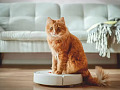 cat sitting on a roomba